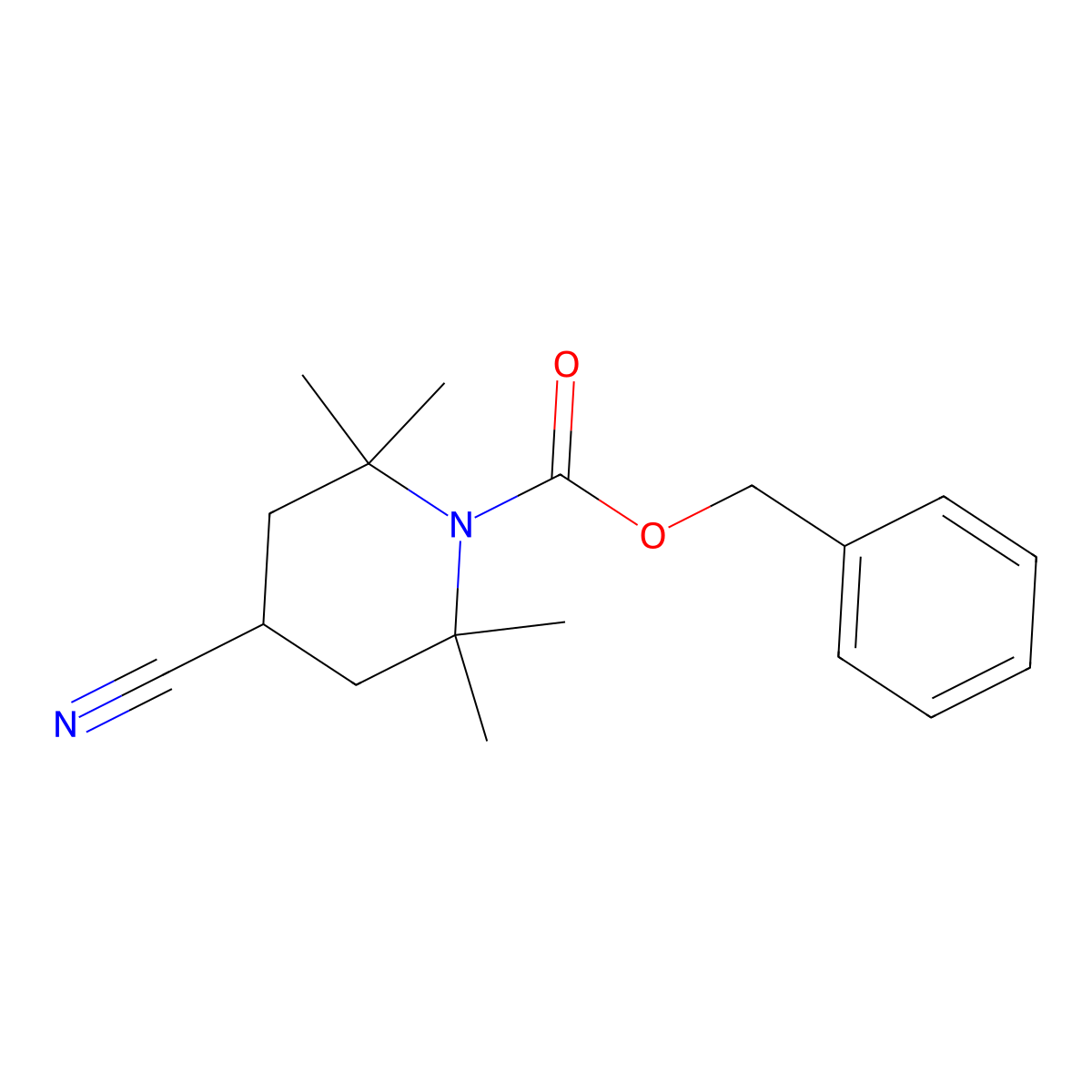 Benzyl 4-cyano-2,2,6,6-tetramethylpiperidine-1-carboxylate molecular structure, CAS 2680775-57-7