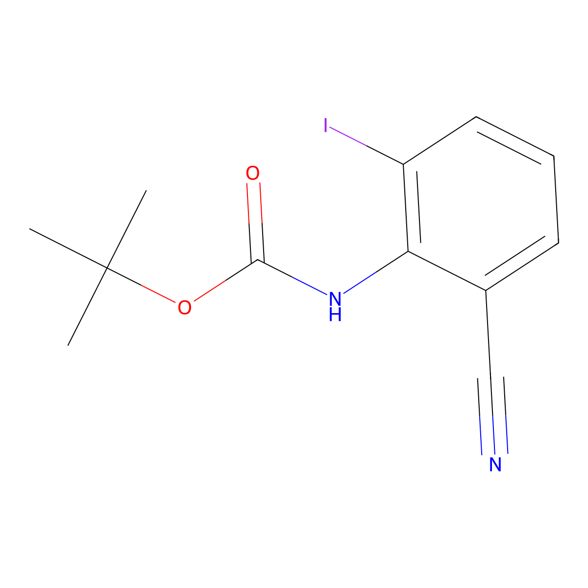 tert-butyl N-(2-cyano-6-iodophenyl)carbamate molecular structure, CAS 2680775-59-9