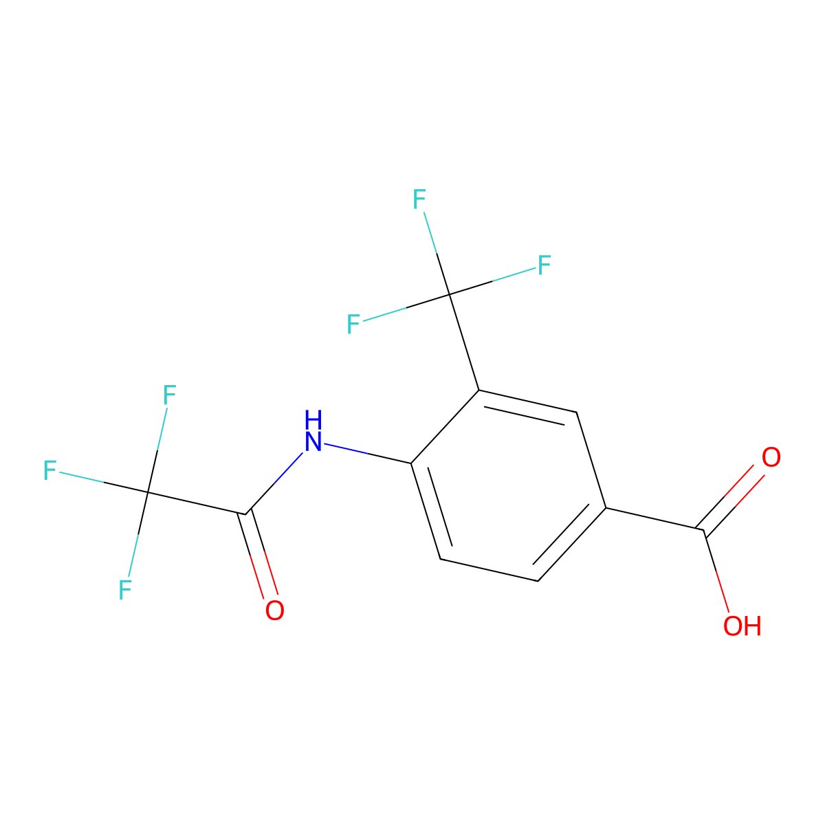4-(Trifluoroacetamido)-3-(trifluoromethyl)benzoic acid molecular structure, CAS 2680775-60-2
