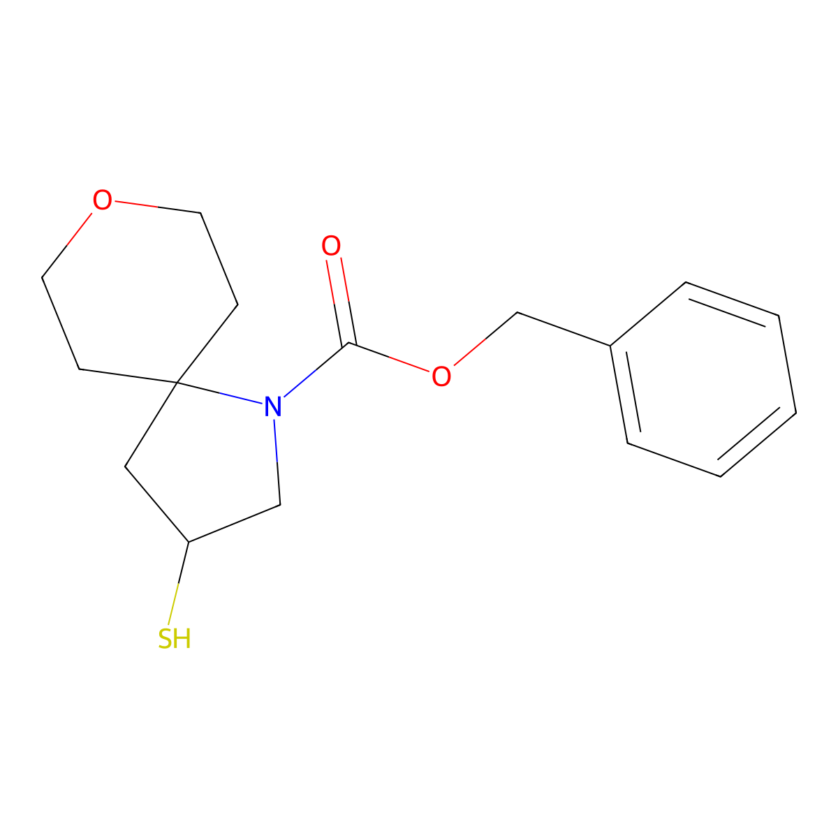 Benzyl 3-sulfanyl-8-oxa-1-azaspiro[4.5]decane-1-carboxylate molecular structure, CAS 2680775-68-0