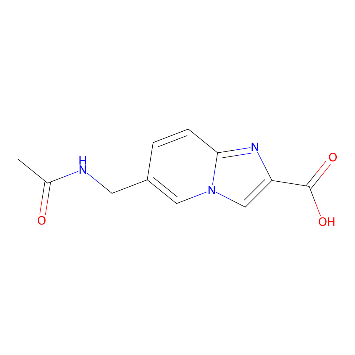 6-(Acetamidomethyl)imidazo[1,2-a]pyridine-2-carboxylic acid molecular structure, CAS 2680775-69-1