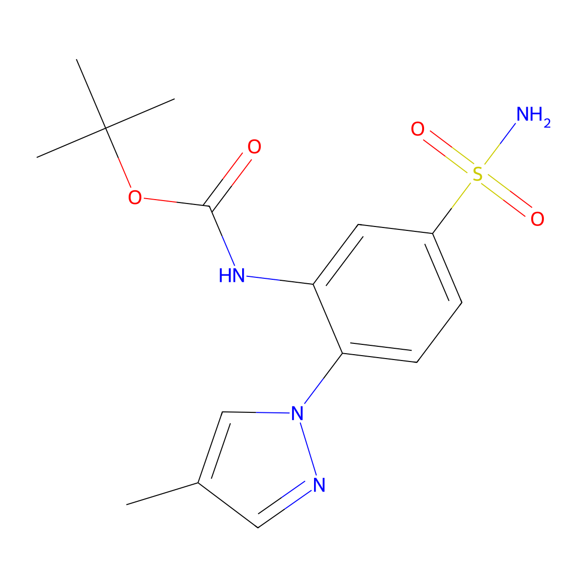 tert-butyl N-[2-(4-methyl-1H-pyrazol-1-yl)-5-sulfamoylphenyl]carbamate molecular structure, CAS 2680775-72-6