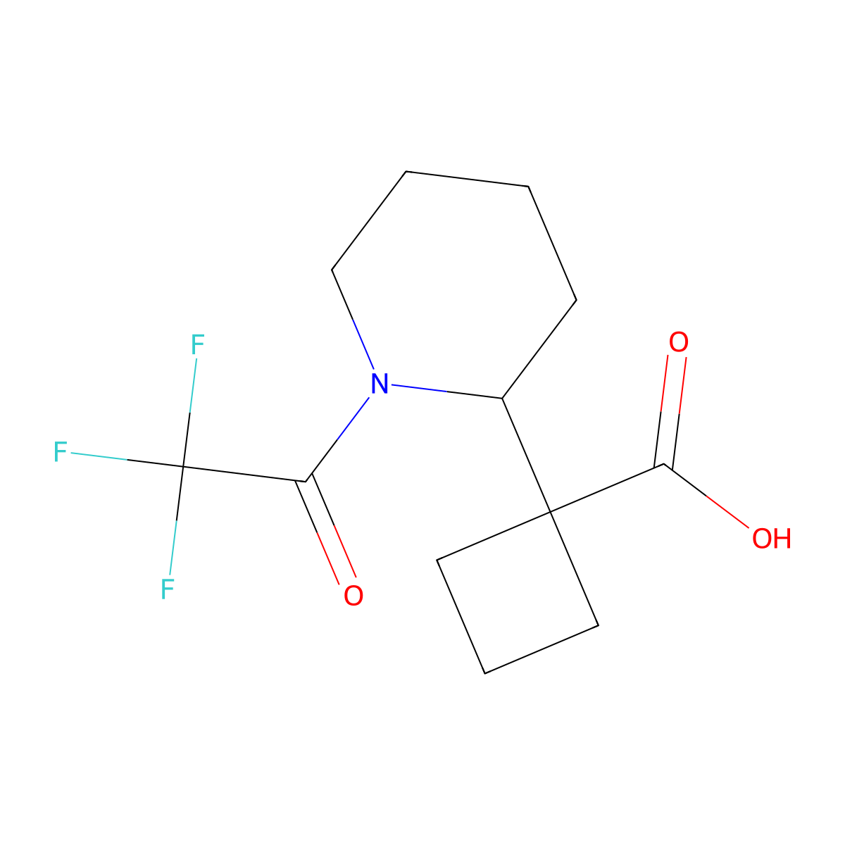 1-[1-(2,2,2-Trifluoroacetyl)piperidin-2-yl]cyclobutane-1-carboxylic acid molecular structure, CAS 2680775-86-2