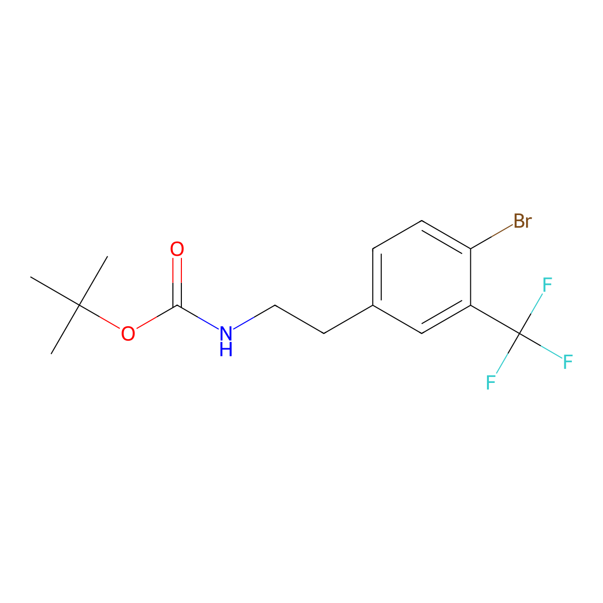 tert-butyl N-{2-[4-bromo-3-(trifluoromethyl)phenyl]ethyl}carbamate molecular structure, CAS 2680775-91-9