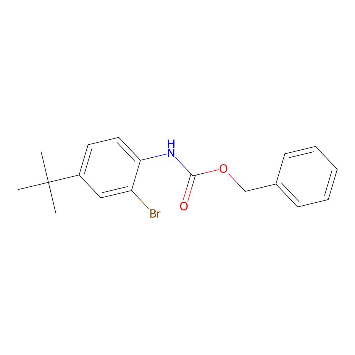 benzyl N-(2-bromo-4-tert-butylphenyl)carbamate molecular structure, CAS 2680775-98-6