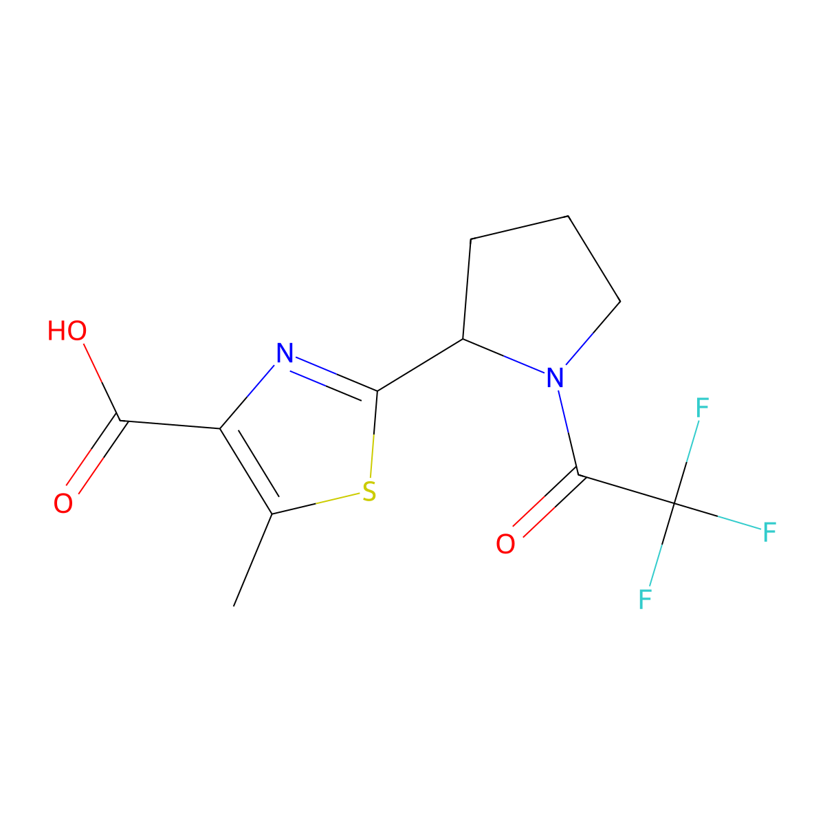 5-Methyl-2-[1-(2,2,2-trifluoroacetyl)pyrrolidin-2-yl]-1,3-thiazole-4-carboxylic acid molecular structure, CAS 2680776-00-3