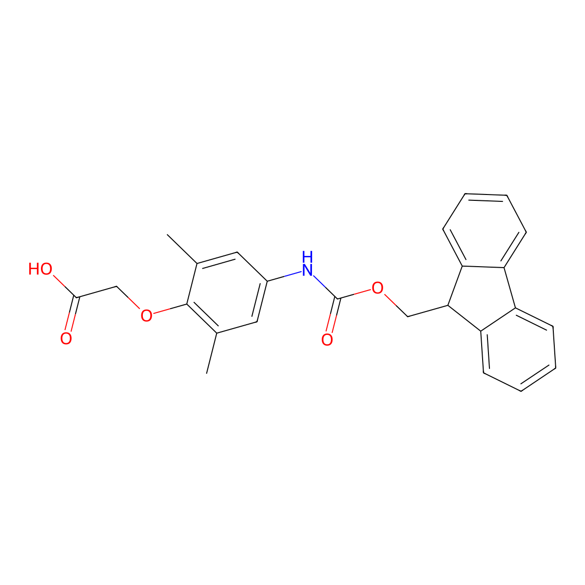 2-[4-({[(9H-fluoren-9-yl)methoxy]carbonyl}amino)-2,6-dimethylphenoxy]acetic acid molecular structure, CAS 2680776-01-4