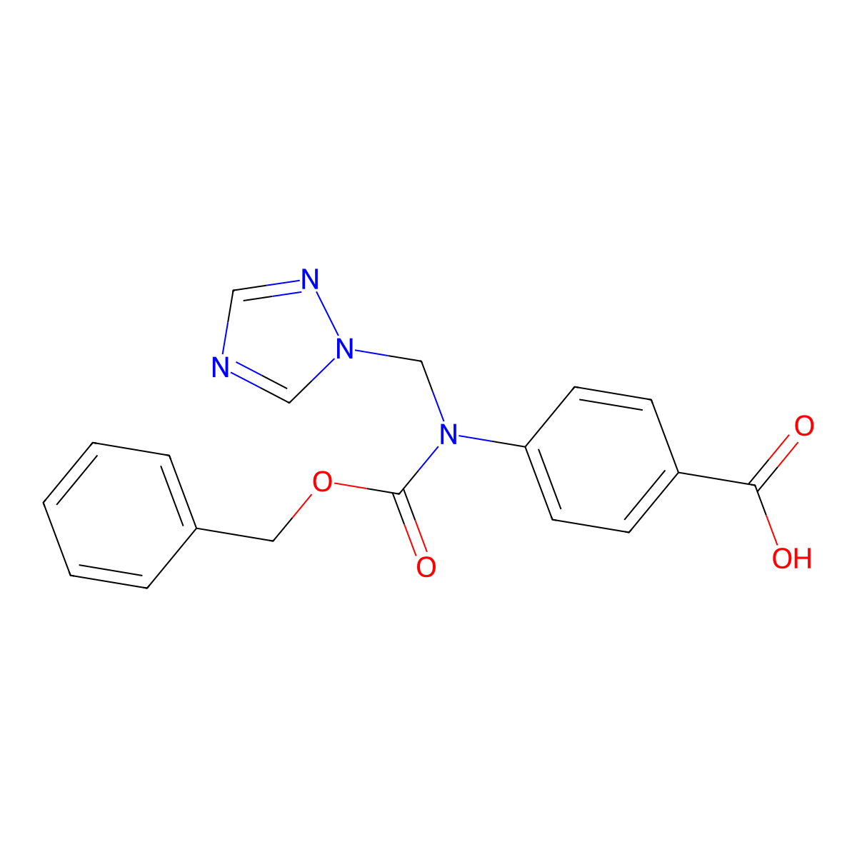 4-{[(benzyloxy)carbonyl][(1H-1,2,4-triazol-1-yl)methyl]amino}benzoic acid molecular structure, CAS 2680776-09-2
