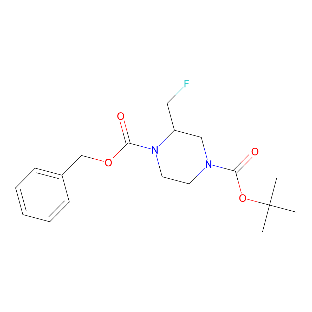 1-Benzyl 4-tert-butyl 2-(fluoromethyl)piperazine-1,4-dicarboxylate molecular structure, CAS 2680776-14-9