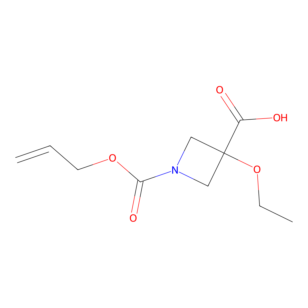 3-Ethoxy-1-[(prop-2-en-1-yloxy)carbonyl]azetidine-3-carboxylic acid molecular structure, CAS 2680776-20-7