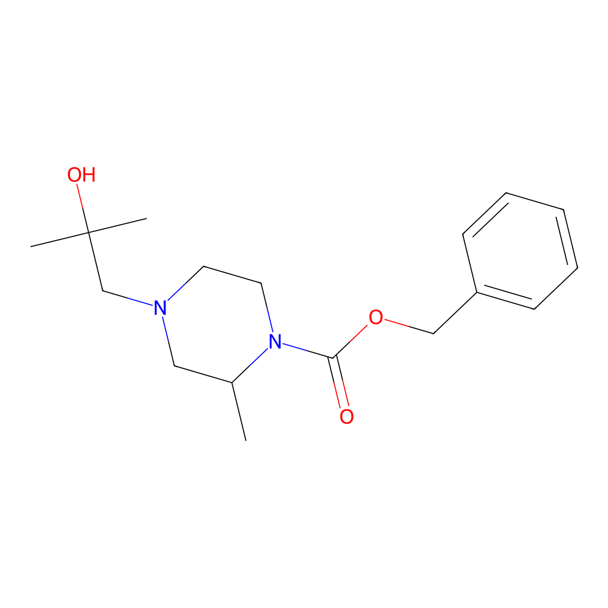 Benzyl 4-(2-hydroxy-2-methylpropyl)-2-methylpiperazine-1-carboxylate molecular structure, CAS 2680776-22-9