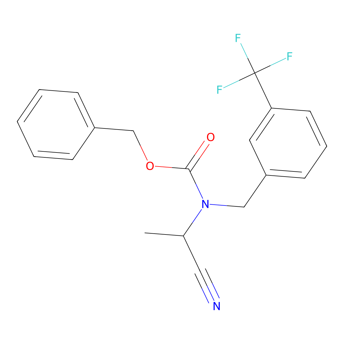 benzyl N-(1-cyanoethyl)-N-{[3-(trifluoromethyl)phenyl]methyl}carbamate molecular structure, CAS 2680776-26-3