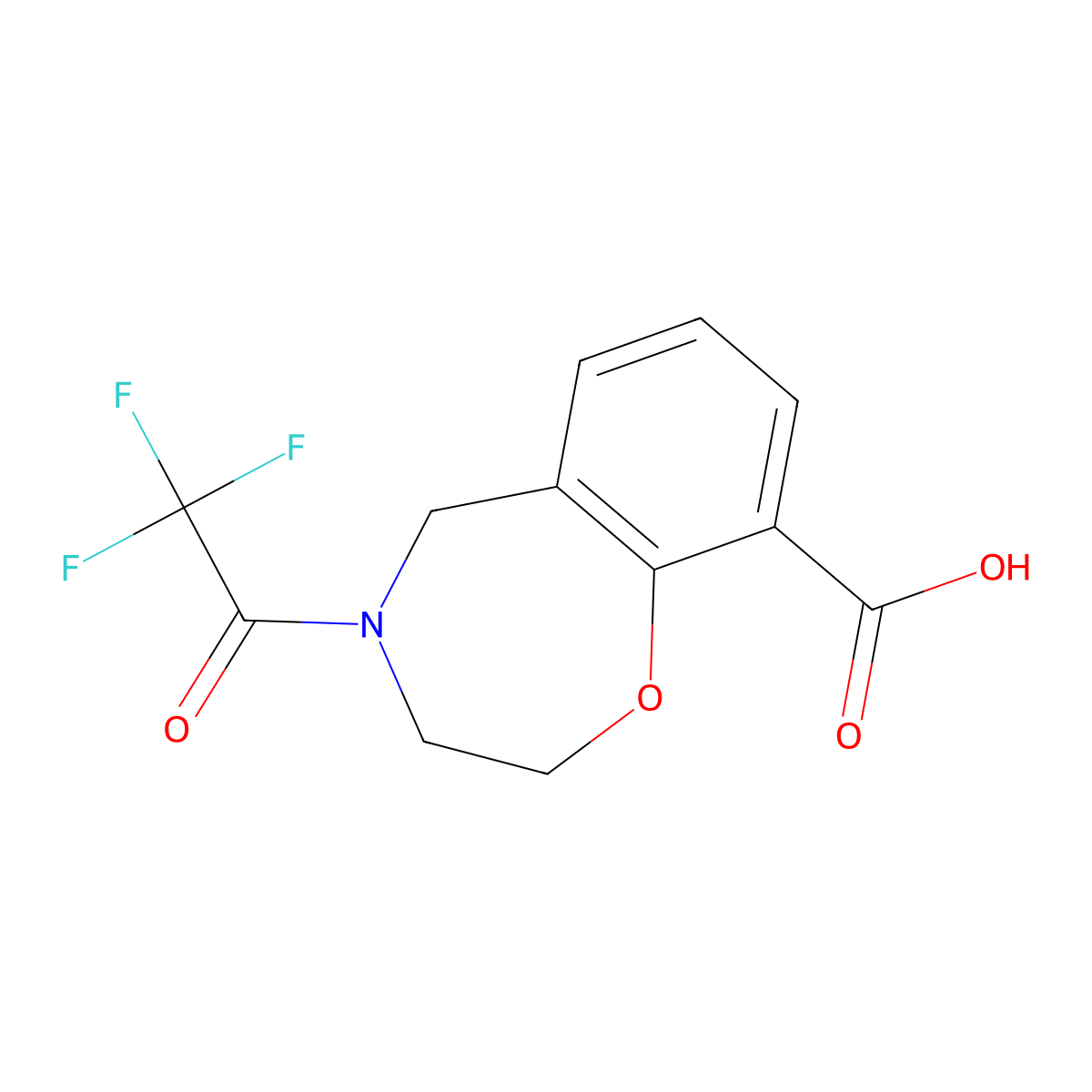 4-(2,2,2-Trifluoroacetyl)-2,3,4,5-tetrahydro-1,4-benzoxazepine-9-carboxylic acid molecular structure, CAS 2680776-29-6