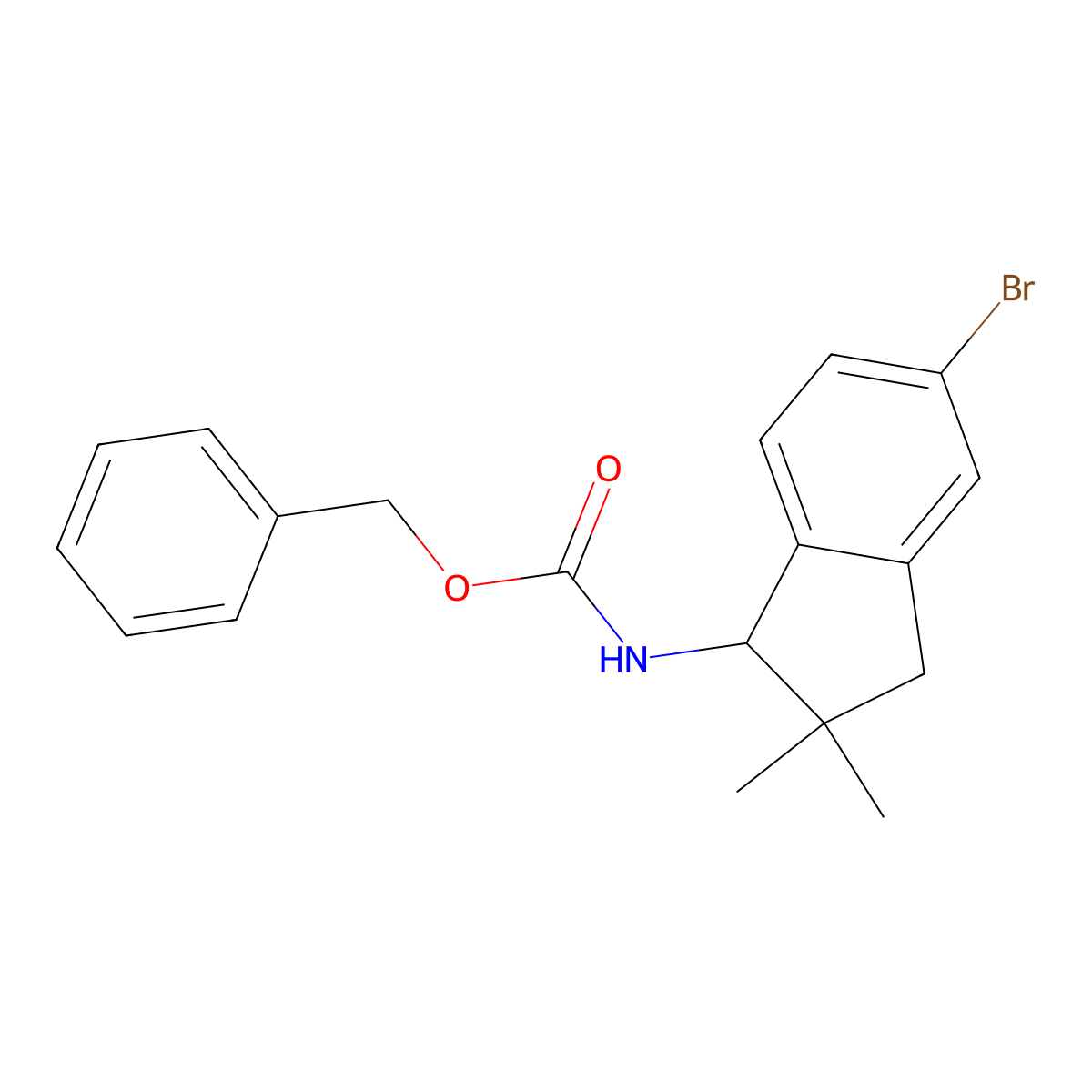 benzyl N-(5-bromo-2,2-dimethyl-2,3-dihydro-1H-inden-1-yl)carbamate molecular structure, CAS 2680776-39-8