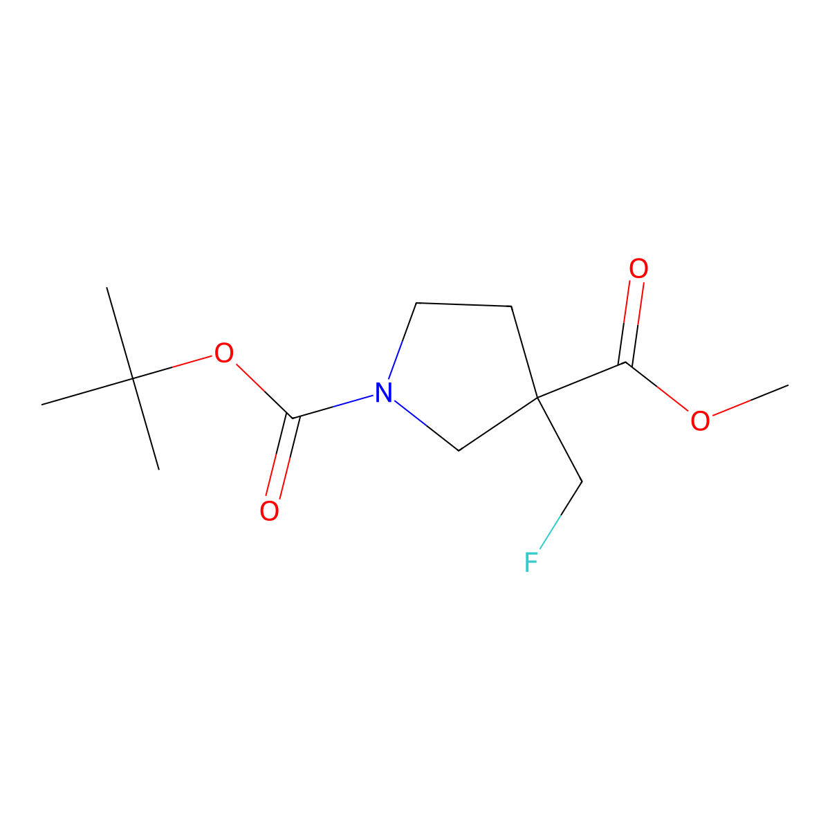 1-Tert-butyl 3-methyl 3-(fluoromethyl)pyrrolidine-1,3-dicarboxylate molecular structure, CAS 2680776-40-1