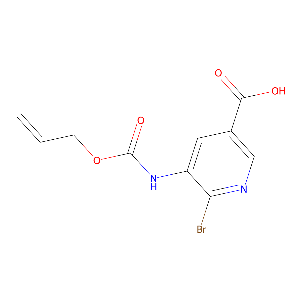 6-Bromo-5-{[(prop-2-en-1-yloxy)carbonyl]amino}pyridine-3-carboxylic acid molecular structure, CAS 2680776-52-5