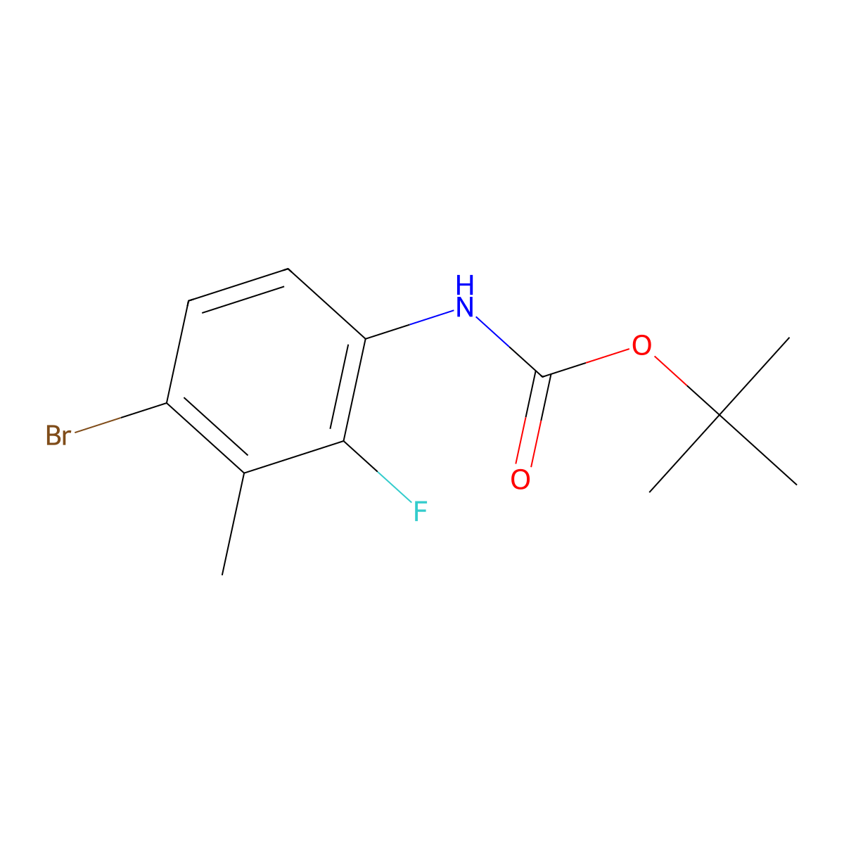 tert-butyl N-(4-bromo-2-fluoro-3-methylphenyl)carbamate molecular structure, CAS 2680776-55-8