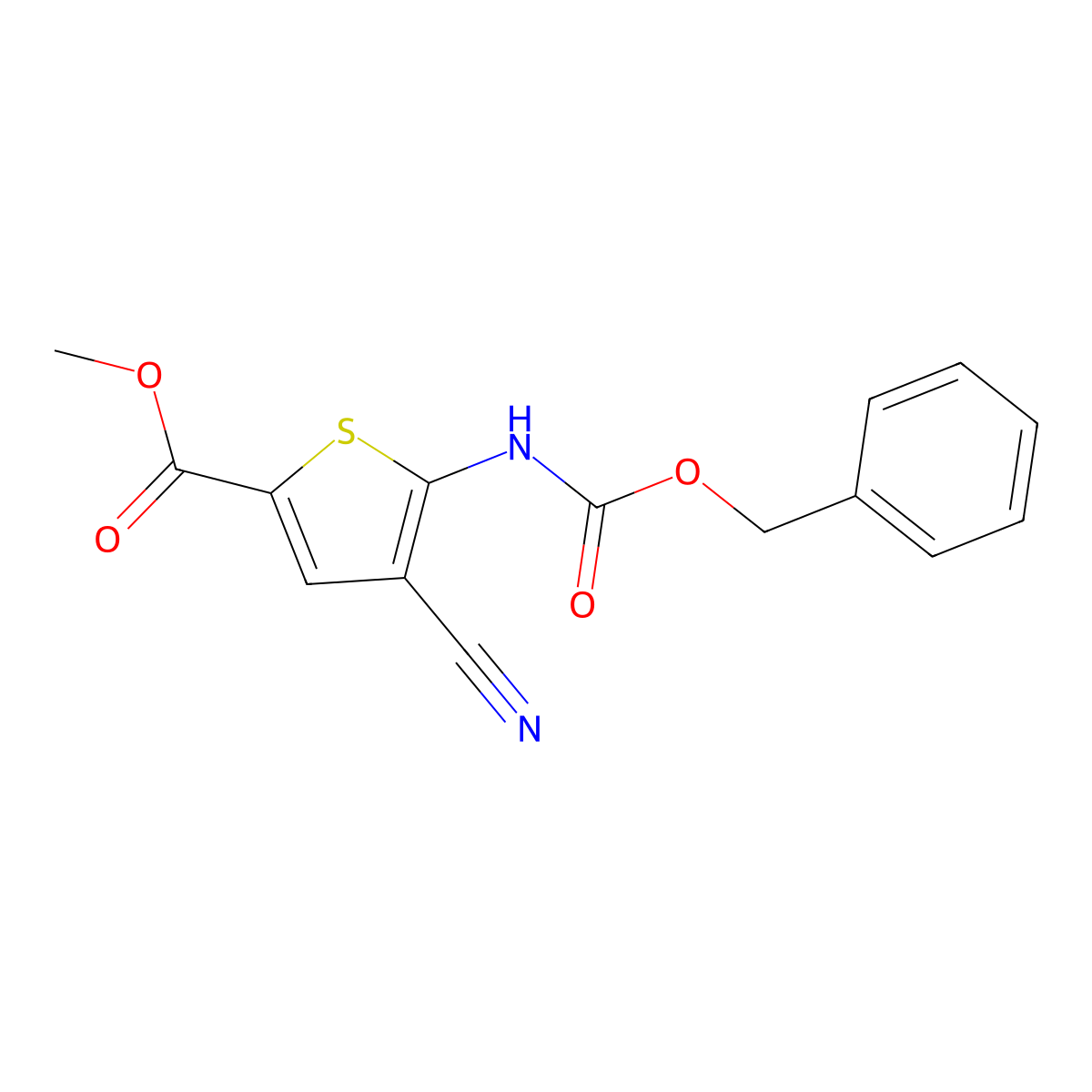 Methyl 5-{[(benzyloxy)carbonyl]amino}-4-cyanothiophene-2-carboxylate molecular structure, CAS 2680776-61-6