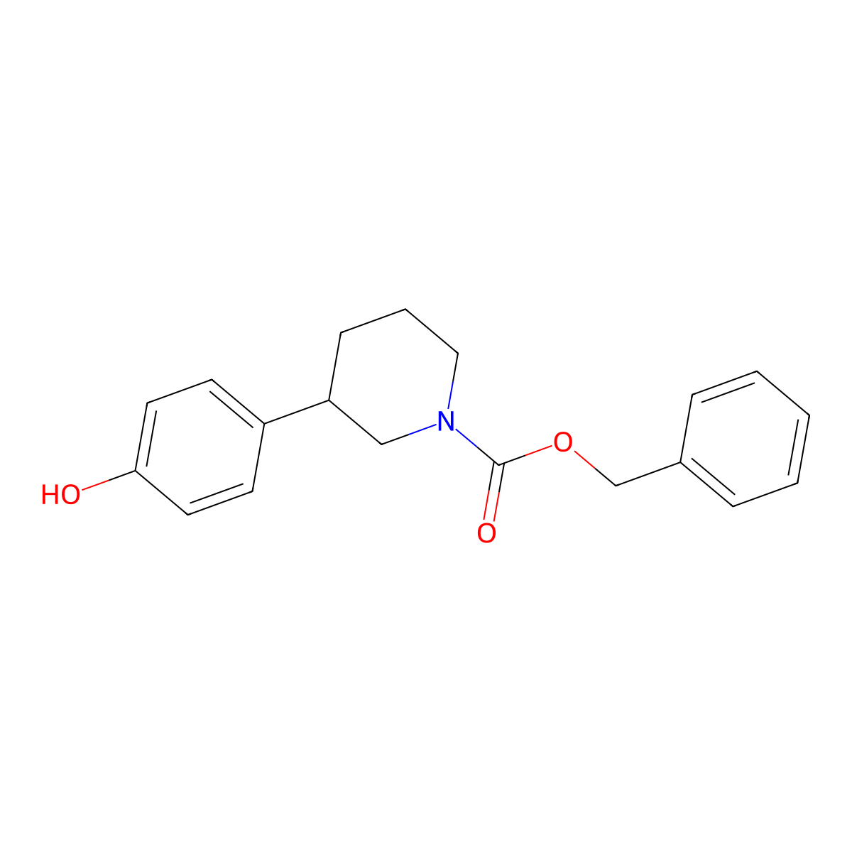Benzyl 3-(4-hydroxyphenyl)piperidine-1-carboxylate molecular structure, CAS 2680776-65-0