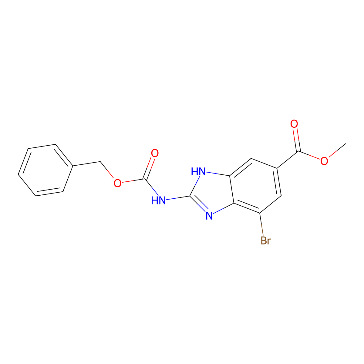 methyl 2-{[(benzyloxy)carbonyl]amino}-4-bromo-1H-1,3-benzodiazole-6-carboxylate molecular structure, CAS 2680776-70-7