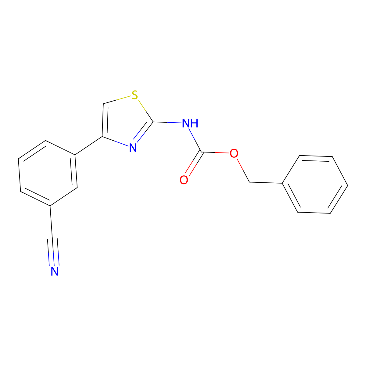 benzyl N-[4-(3-cyanophenyl)-1,3-thiazol-2-yl]carbamate molecular structure, CAS 2680776-72-9