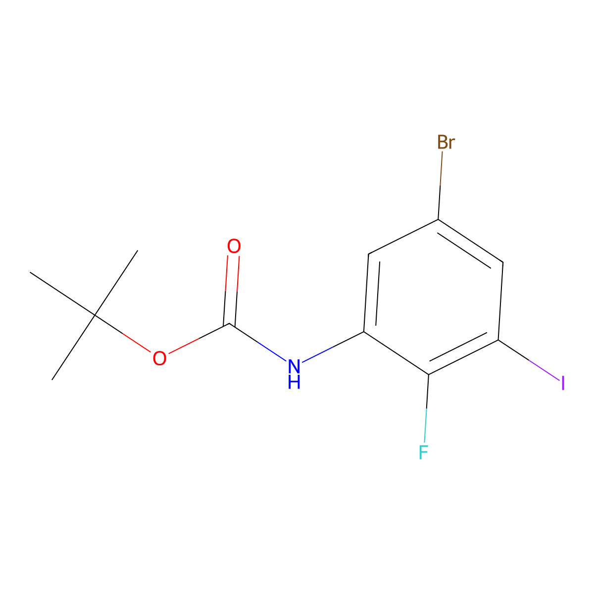 tert-butyl N-(5-bromo-2-fluoro-3-iodophenyl)carbamate molecular structure, CAS 2680776-90-1