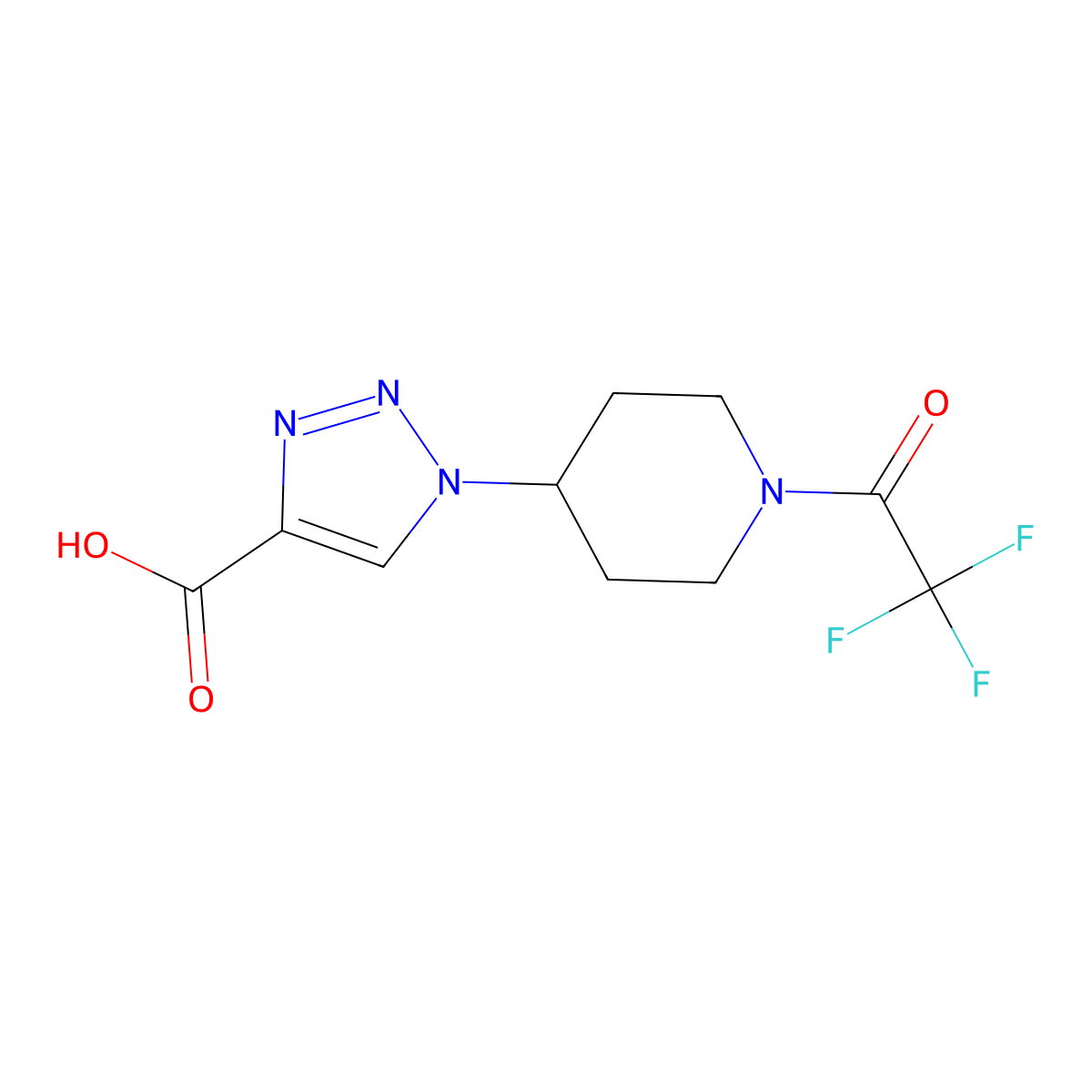 1-[1-(2,2,2-trifluoroacetyl)piperidin-4-yl]-1H-1,2,3-triazole-4-carboxylic acid molecular structure, CAS 2680776-92-3
