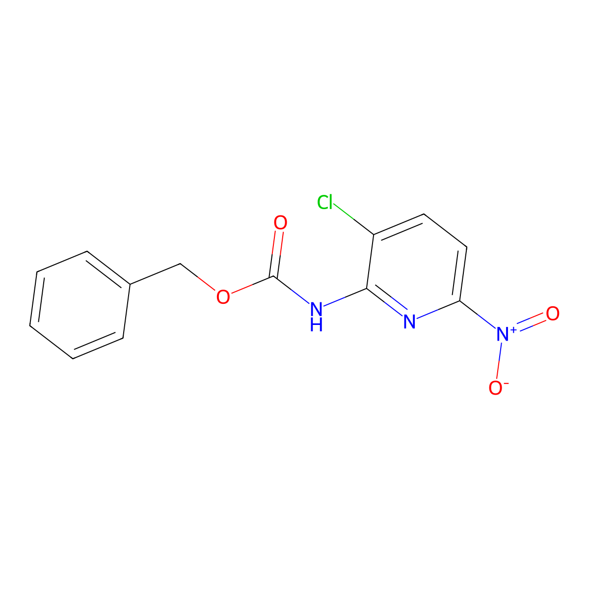 benzyl N-(3-chloro-6-nitropyridin-2-yl)carbamate molecular structure, CAS 2680776-93-4