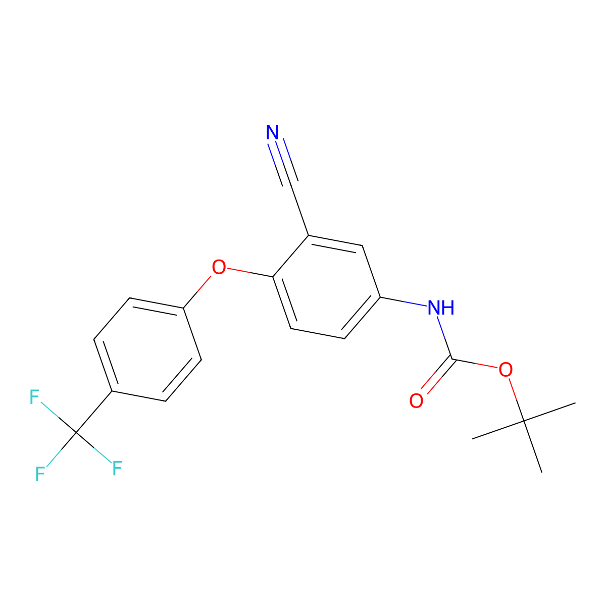tert-butyl N-{3-cyano-4-[4-(trifluoromethyl)phenoxy]phenyl}carbamate molecular structure, CAS 2680776-94-5