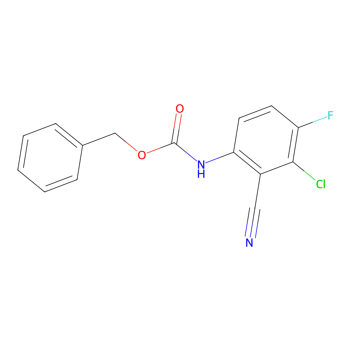 benzyl N-(3-chloro-2-cyano-4-fluorophenyl)carbamate molecular structure, CAS 2680776-96-7