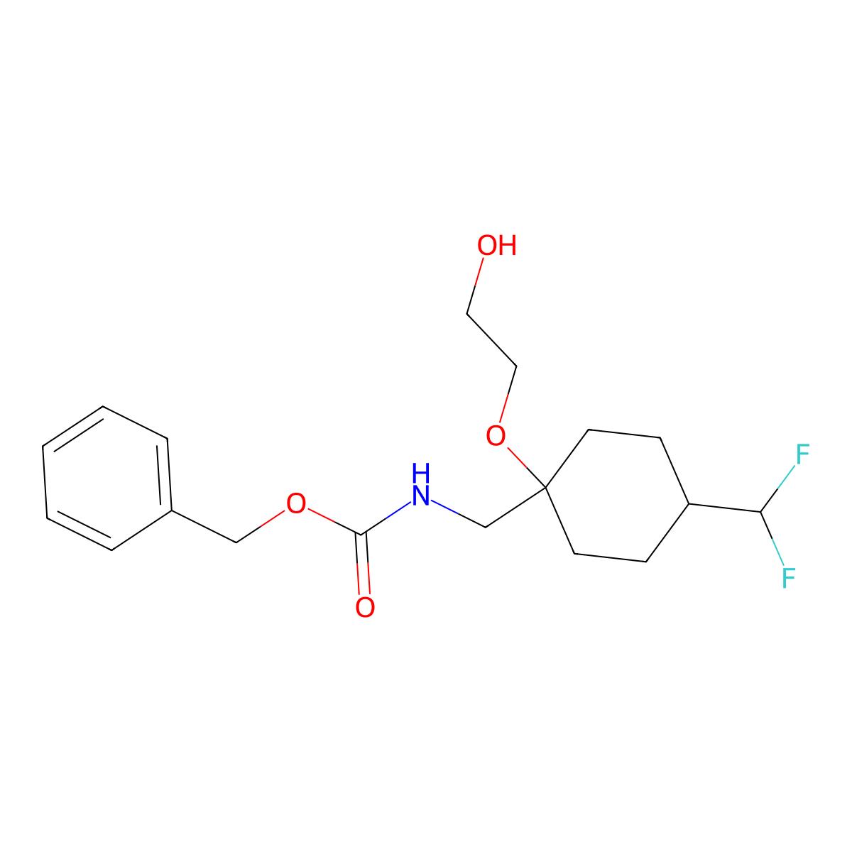 benzyl N-{[4-(difluoromethyl)-1-(2-hydroxyethoxy)cyclohexyl]methyl}carbamate molecular structure, CAS 2680777-10-8