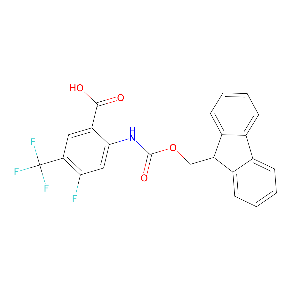 2-({[(9H-fluoren-9-yl)methoxy]carbonyl}amino)-4-fluoro-5-(trifluoromethyl)benzoic acid molecular structure, CAS 2680777-15-3