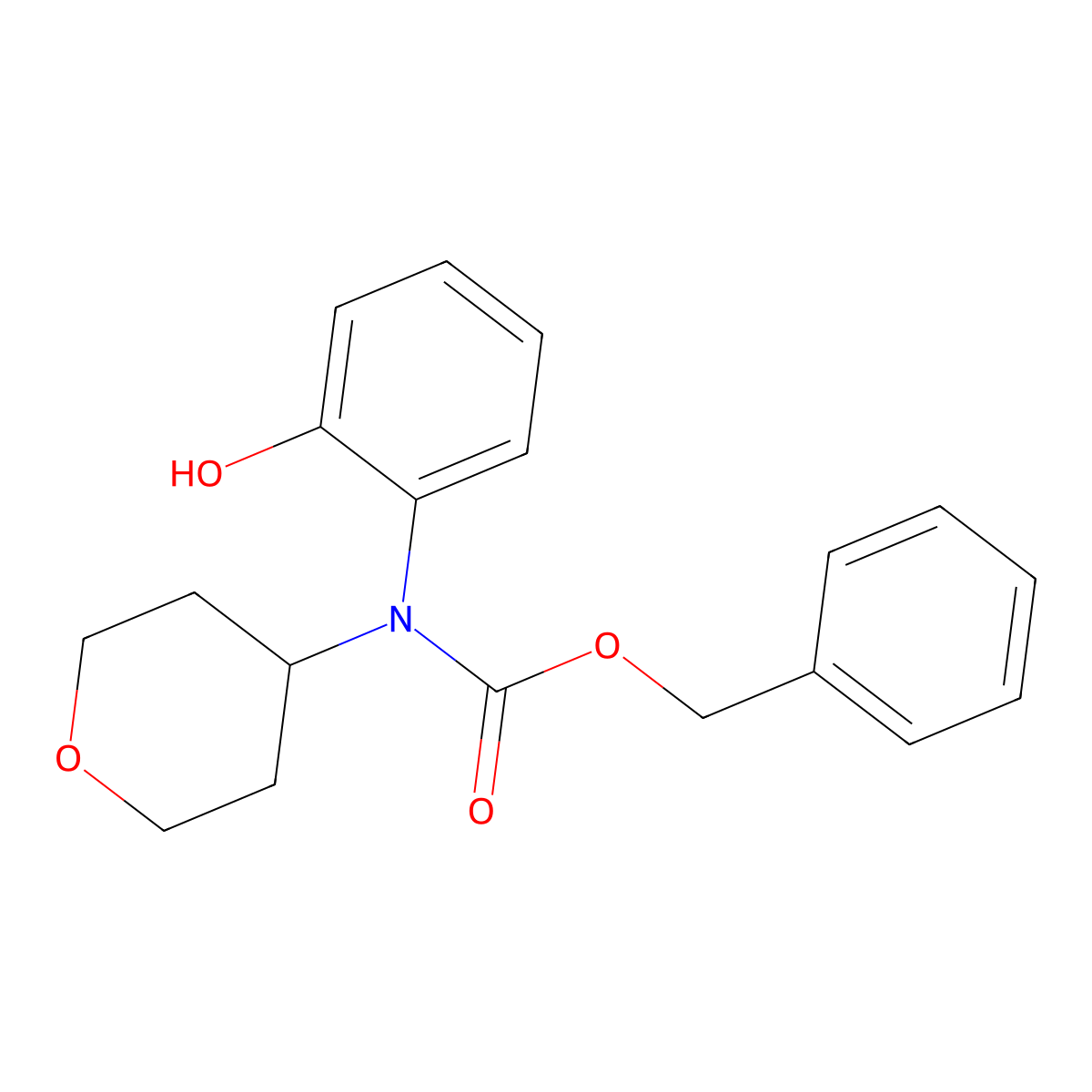 benzyl N-(2-hydroxyphenyl)-N-(oxan-4-yl)carbamate molecular structure, CAS 2680777-16-4