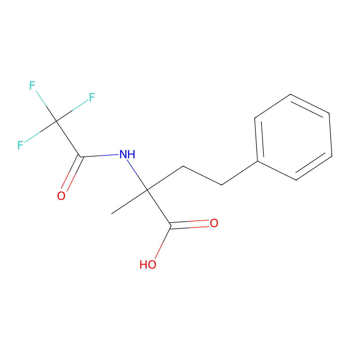 2-Methyl-4-phenyl-2-(2,2,2-trifluoroacetamido)butanoic acid molecular structure, CAS 2680777-18-6