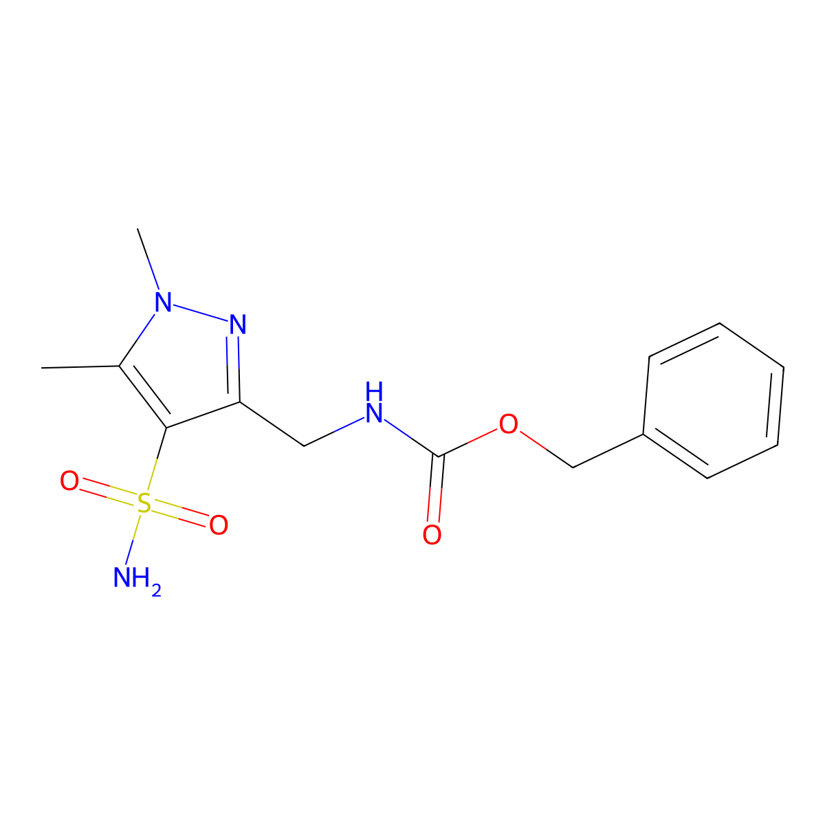 benzyl N-[(1,5-dimethyl-4-sulfamoyl-1H-pyrazol-3-yl)methyl]carbamate molecular structure, CAS 2680777-20-0