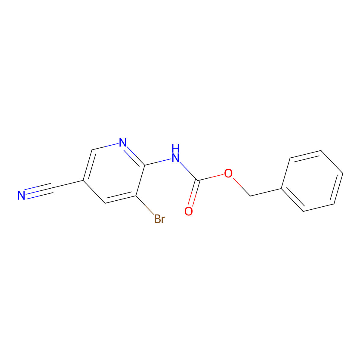benzyl N-(3-bromo-5-cyanopyridin-2-yl)carbamate molecular structure, CAS 2680777-30-2