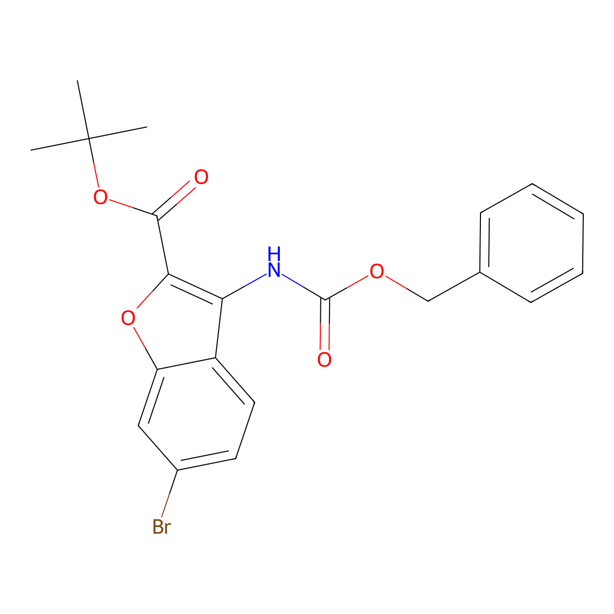 Tert-butyl 3-{[(benzyloxy)carbonyl]amino}-6-bromo-1-benzofuran-2-carboxylate molecular structure, CAS 2680777-31-3