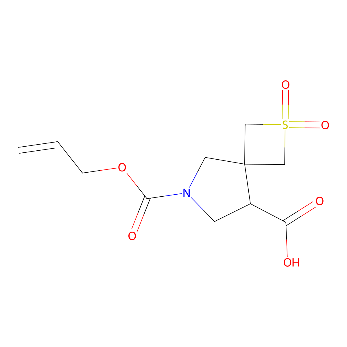2,2-Dioxo-6-[(prop-2-en-1-yloxy)carbonyl]-2lambda6-thia-6-azaspiro[3.4]octane-8-carboxylic acid molecular structure, CAS 2680777-32-4