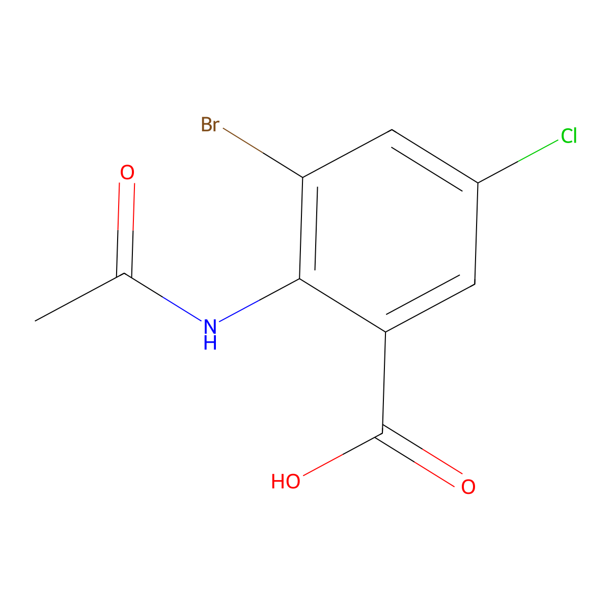3-Bromo-5-chloro-2-acetamidobenzoic acid molecular structure, CAS 2680777-41-5