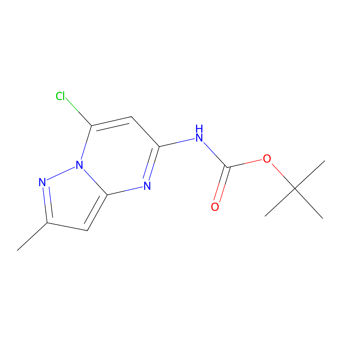 tert-butyl N-{7-chloro-2-methylpyrazolo[1,5-a]pyrimidin-5-yl}carbamate molecular structure, CAS 2680777-44-8