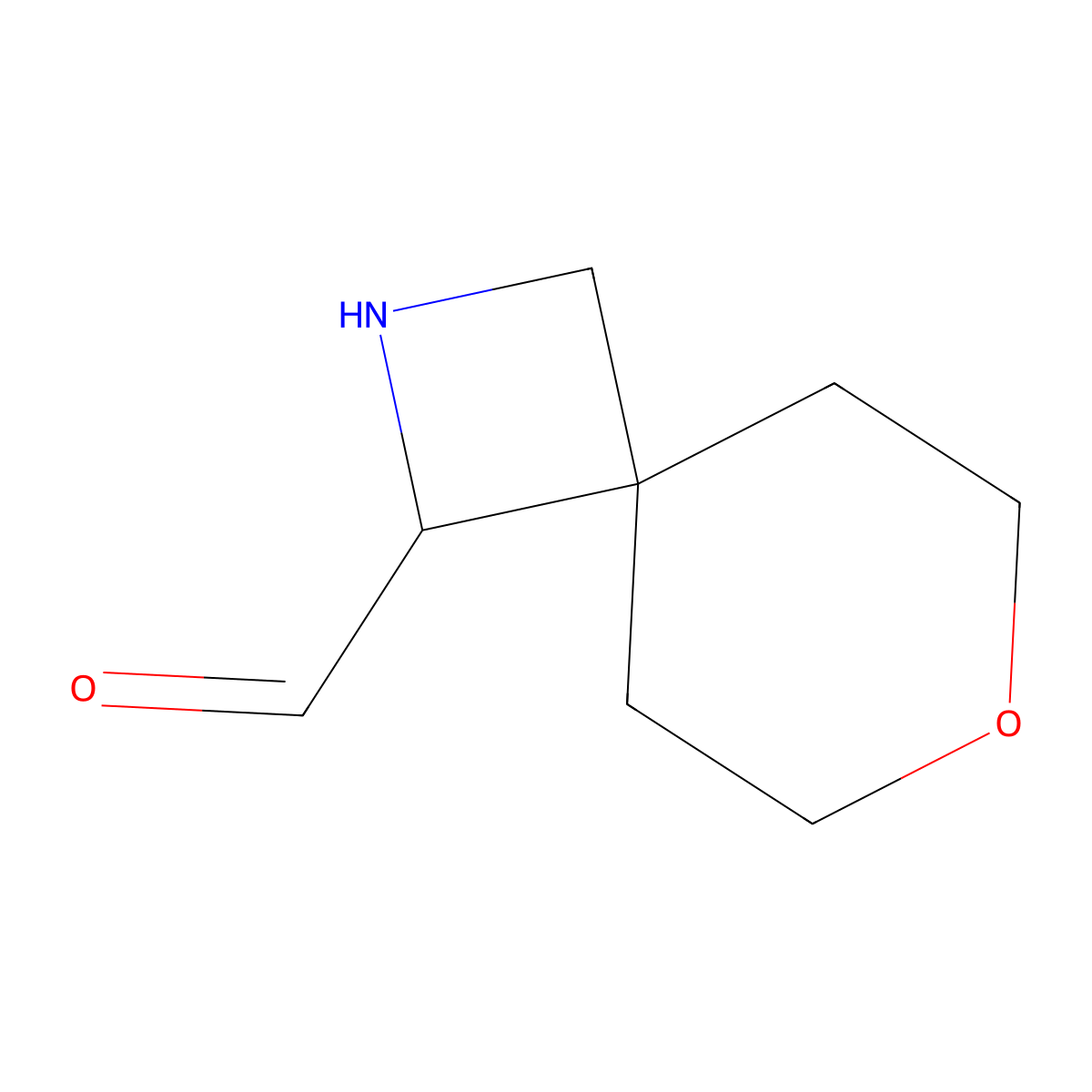 7-Oxa-2-azaspiro[3.5]nonane-1-carbaldehyde molecular structure, CAS 2680777-52-8