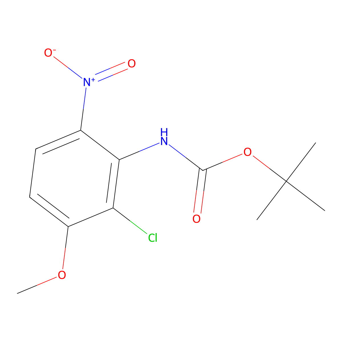 tert-butyl N-(2-chloro-3-methoxy-6-nitrophenyl)carbamate molecular structure, CAS 2680777-57-3