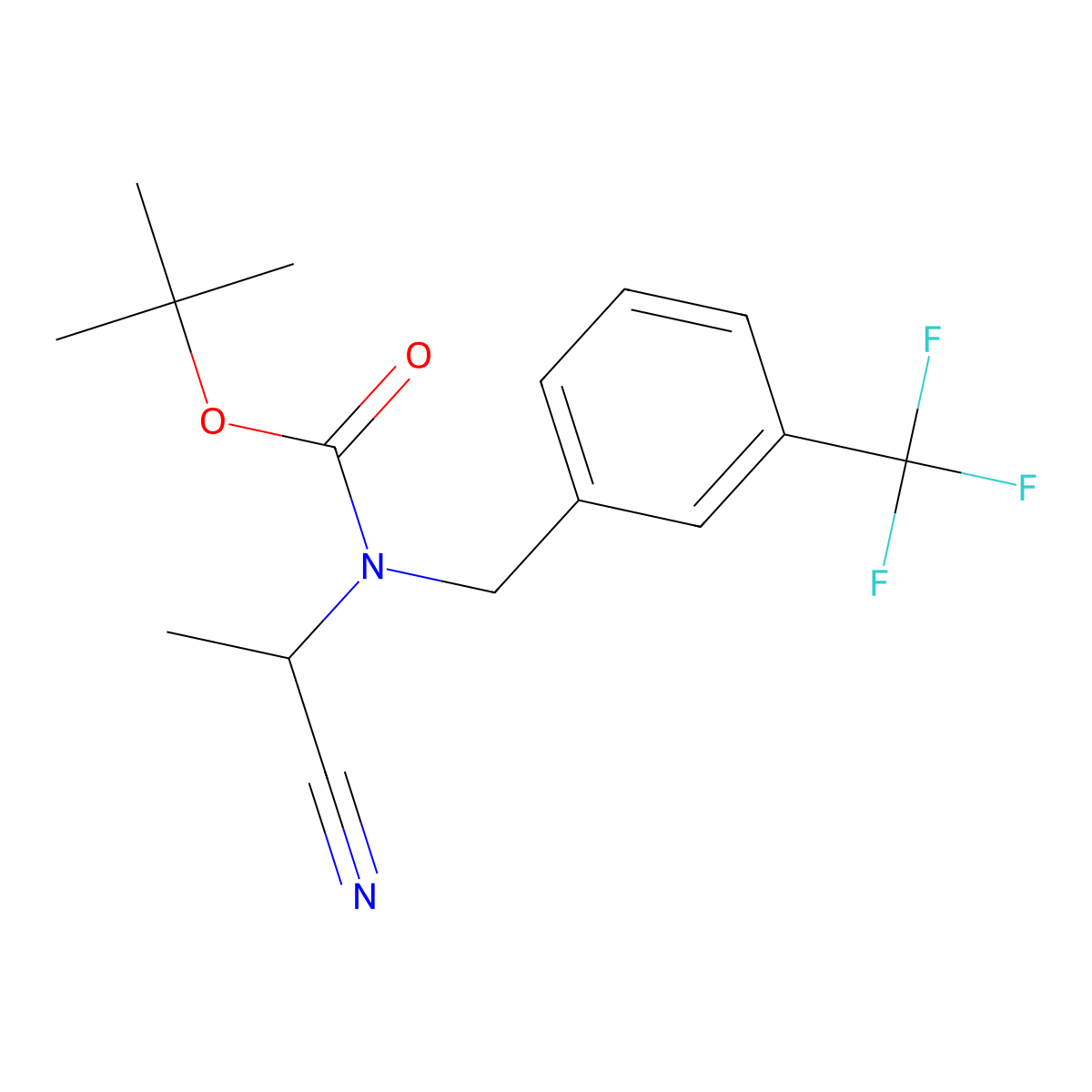 tert-butyl N-(1-cyanoethyl)-N-{[3-(trifluoromethyl)phenyl]methyl}carbamate molecular structure, CAS 2680777-59-5