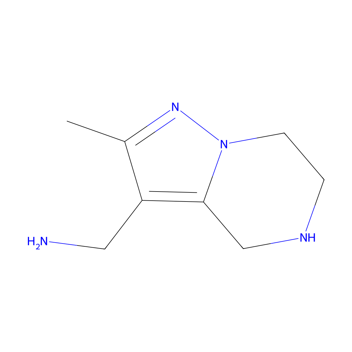 1-{2-methyl-4H,5H,6H,7H-pyrazolo[1,5-a]pyrazin-3-yl}methanamine molecular structure, CAS 2680777-68-6