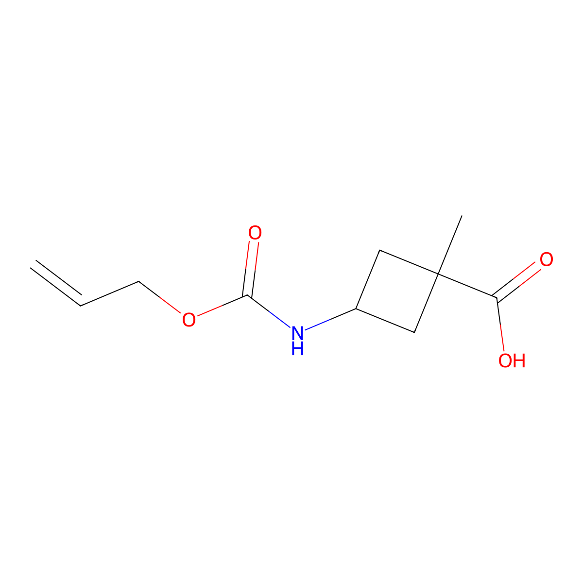 1-Methyl-3-{[(prop-2-en-1-yloxy)carbonyl]amino}cyclobutane-1-carboxylic acid molecular structure, CAS 2680777-77-7