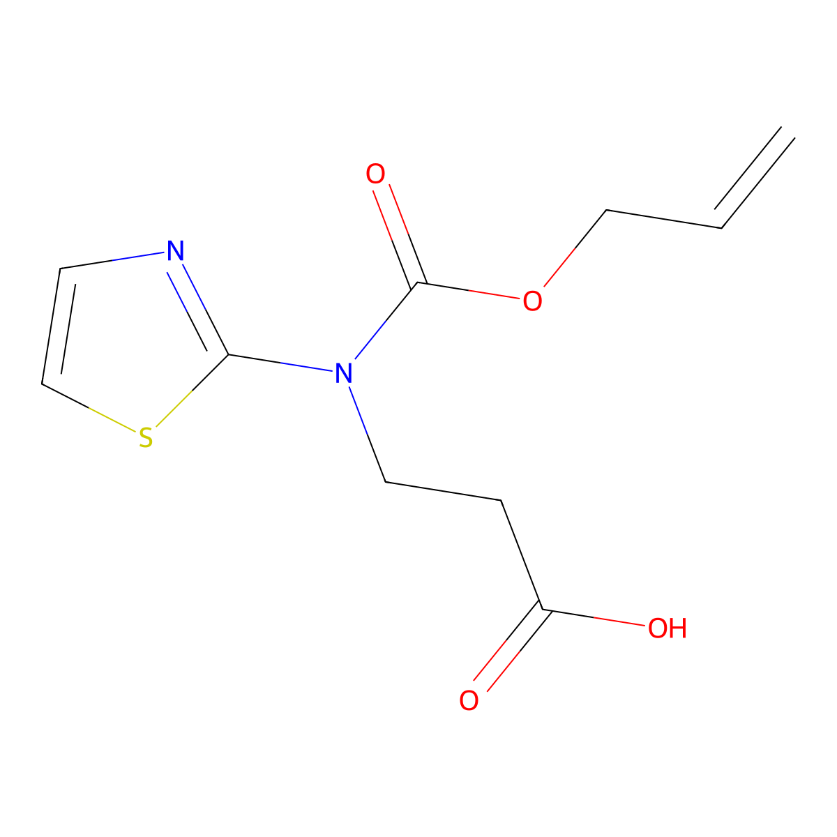 3-{[(Prop-2-en-1-yloxy)carbonyl](1,3-thiazol-2-yl)amino}propanoic acid molecular structure, CAS 2680777-80-2