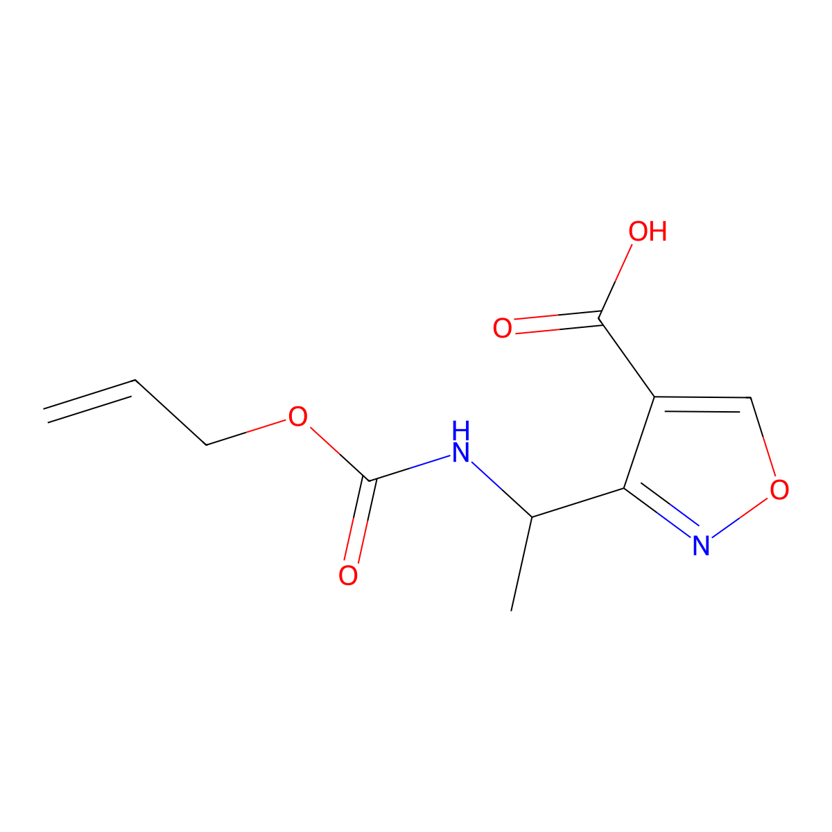 3-(1-{[(Prop-2-en-1-yloxy)carbonyl]amino}ethyl)-1,2-oxazole-4-carboxylic acid molecular structure, CAS 2680777-81-3
