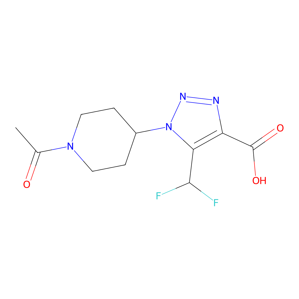 1-(1-acetylpiperidin-4-yl)-5-(difluoromethyl)-1H-1,2,3-triazole-4-carboxylic acid molecular structure, CAS 2680777-82-4