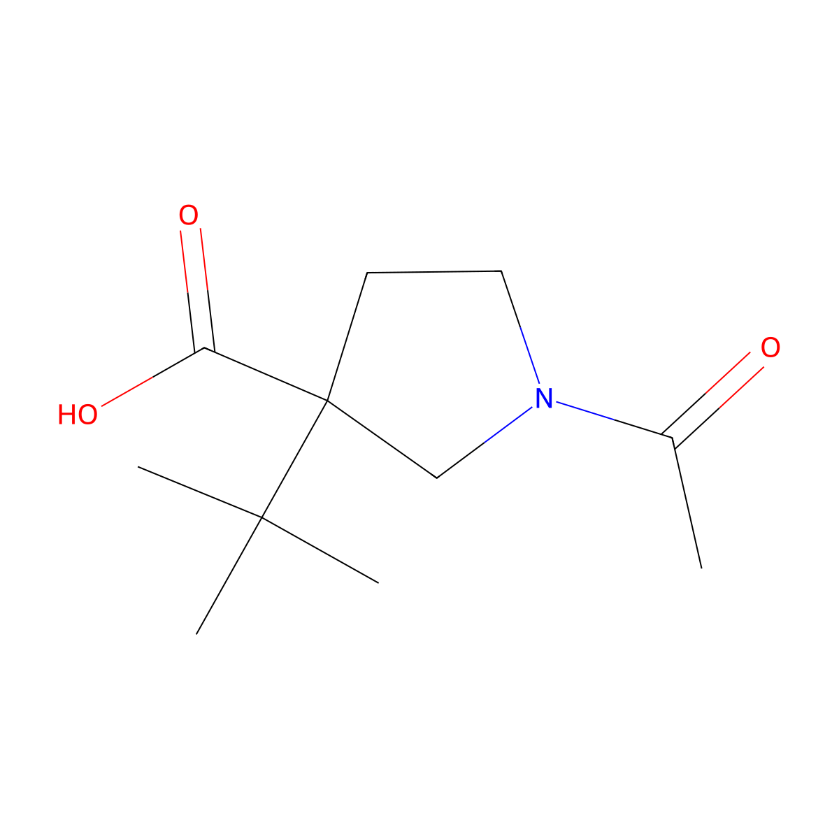 1-Acetyl-3-tert-butylpyrrolidine-3-carboxylic acid molecular structure, CAS 2680777-87-9