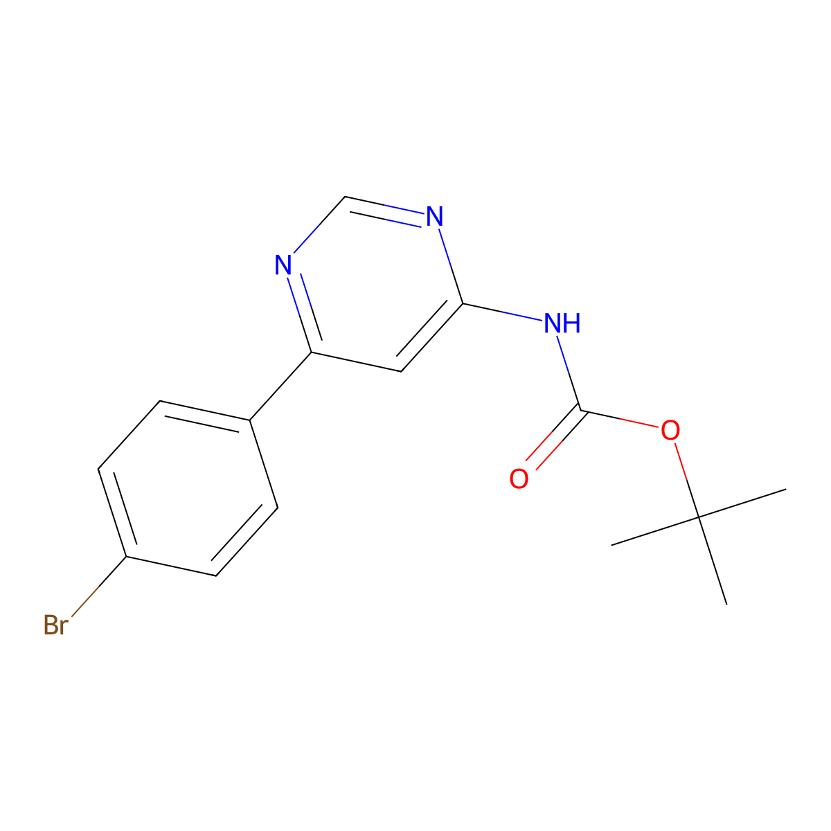 tert-butyl N-[6-(4-bromophenyl)pyrimidin-4-yl]carbamate molecular structure, CAS 2680777-88-0